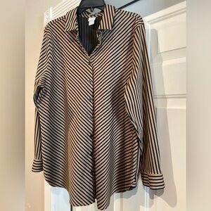 Chico’s~Classic~Striped~Button-Up Blouse